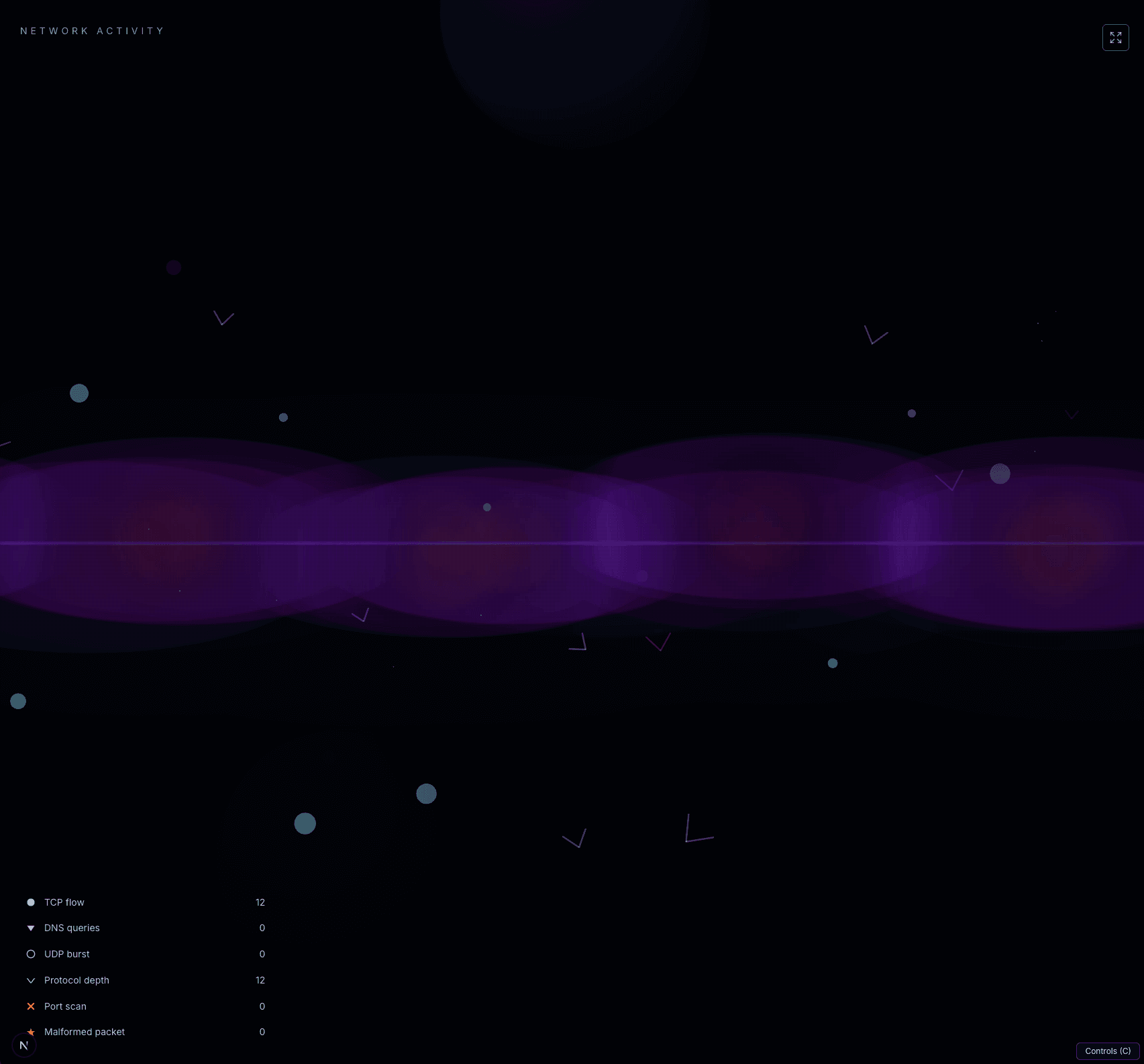 screenshot of ether veil visualizing network traffic
